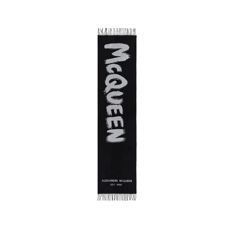 亚历山大·麦昆ALEXANDER MCQUEEN 女士羊毛保暖流苏围巾 665288 3200Q