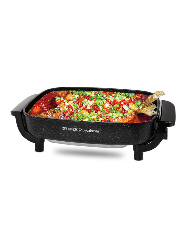 荣事达（Royalstar）韩式烤鱼炉家用电烤盘烧烤炉多功能涮烤一体电火锅加深麦饭石不粘火锅 黑色HG1580