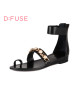 D：Fuse/迪芙斯夏季牛皮套趾平跟简约凉鞋女鞋DF52112012