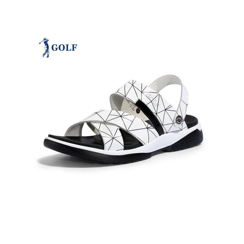 GOLF男鞋凉鞋2018夏季新款两用防滑凉拖时尚透气真皮休闲沙滩鞋潮
