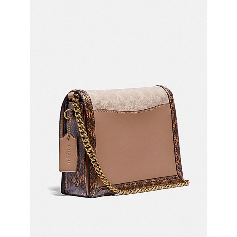 蔻驰coach2020新款帆布蛇皮色块hutton小方包女士单肩包89068b4pvr