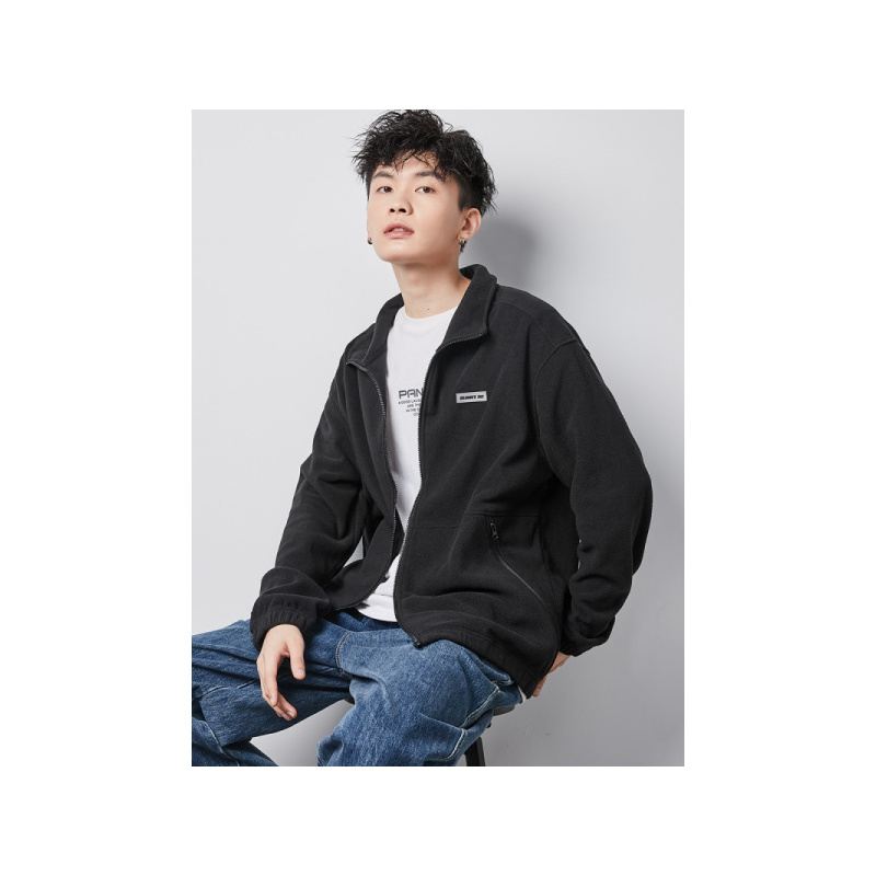 唐狮2020秋冬新款摇粒绒外套男韩版潮流立领休闲夹克加厚时尚外套