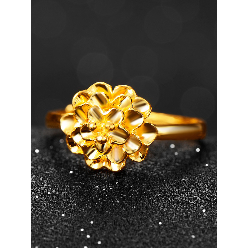 兆亮zhaoliang黄金戒指女士款金戒指足金999花开富贵纯金指环活口可