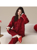 情侣睡衣秋冬季珊瑚绒本命年喜庆结婚大红色一男士一女家居服套装