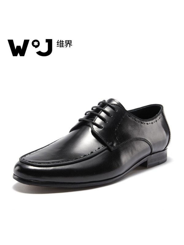 维界W*J商务休闲鞋男睿智优雅新款牛皮商务休闲鞋 棕色 42