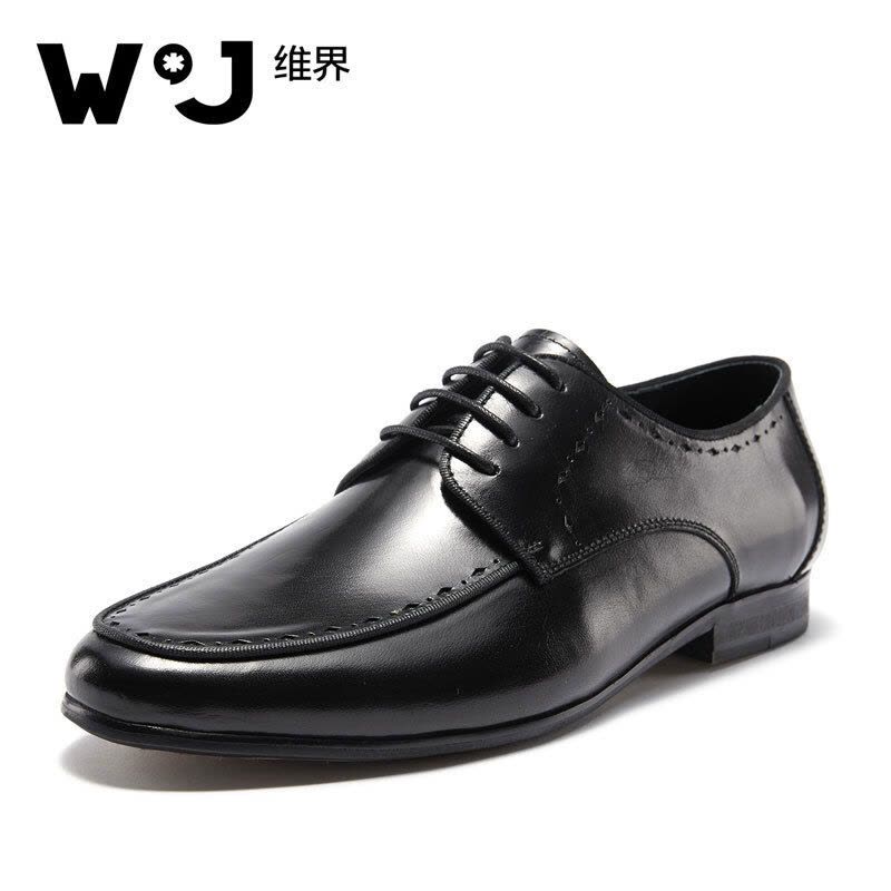 维界W*J商务休闲鞋男睿智优雅新款牛皮商务休闲鞋 棕色 42图片