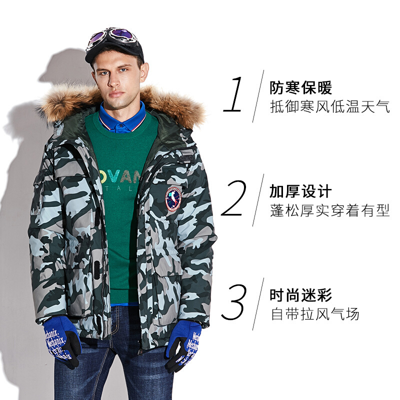 GA男装暴雪系列冬季加厚防寒保暖防风锁温迷彩羽绒服男