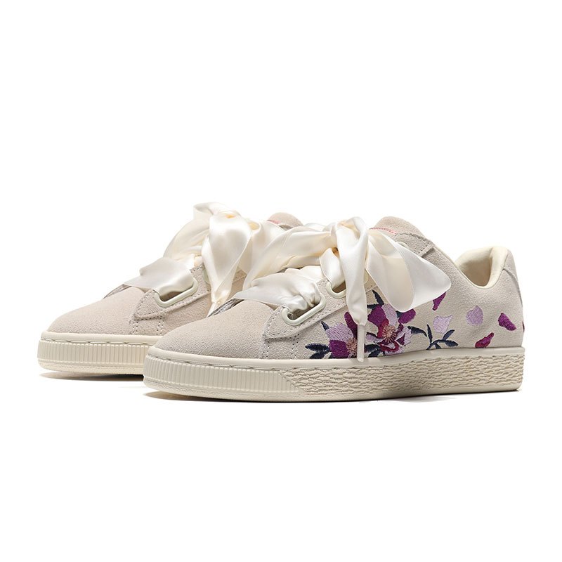 自营puma板鞋女鞋休闲鞋小花朵刺绣蝴蝶结松糕鞋运动鞋36781136781101