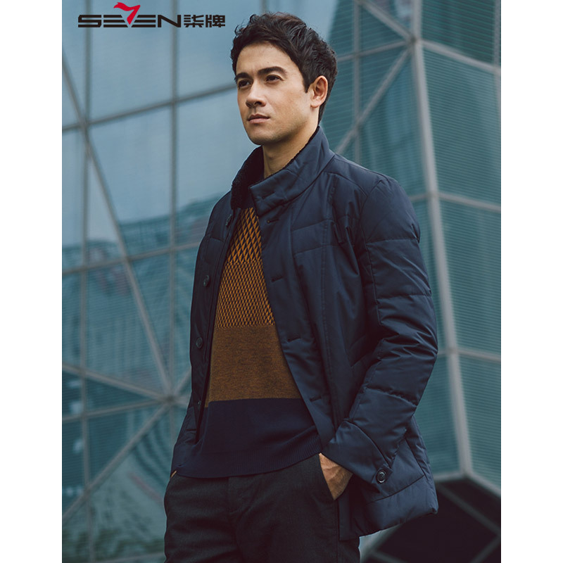 柒牌SEVEN男装羽绒服年商务休闲加厚款保暖中长款羽绒外套