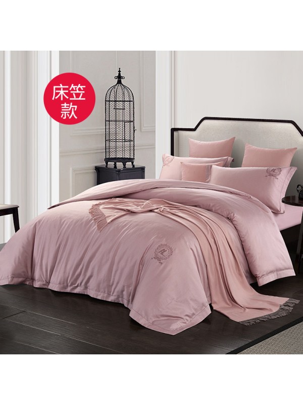 雅兰床品套件 雅兰家纺床上四件套全棉纯棉刺绣床单床笠1.