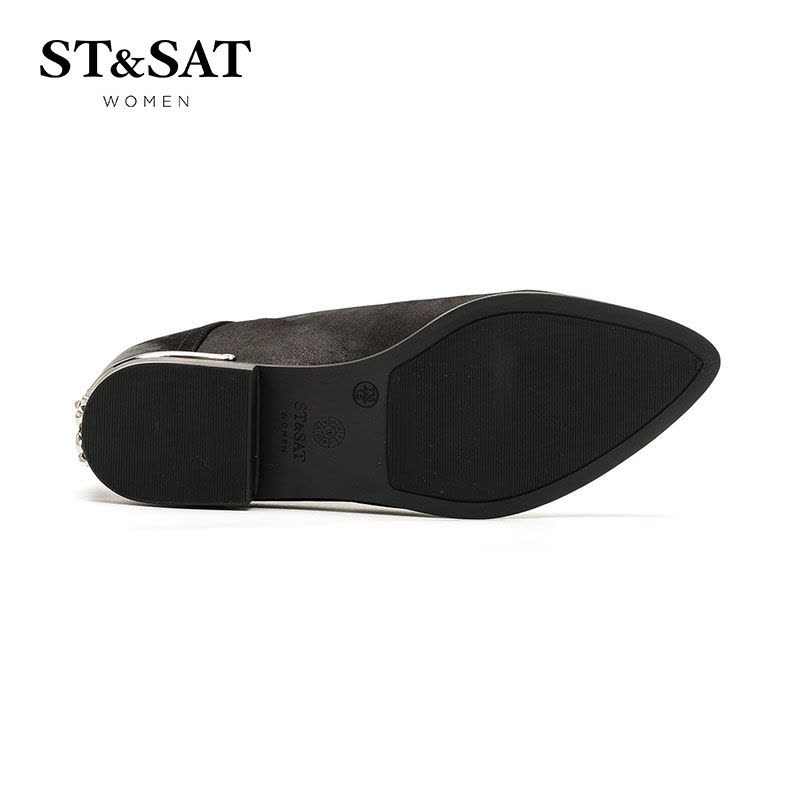 星期六ST&SAT专柜同款牛皮休闲舒适英伦女短靴SS64117551图片