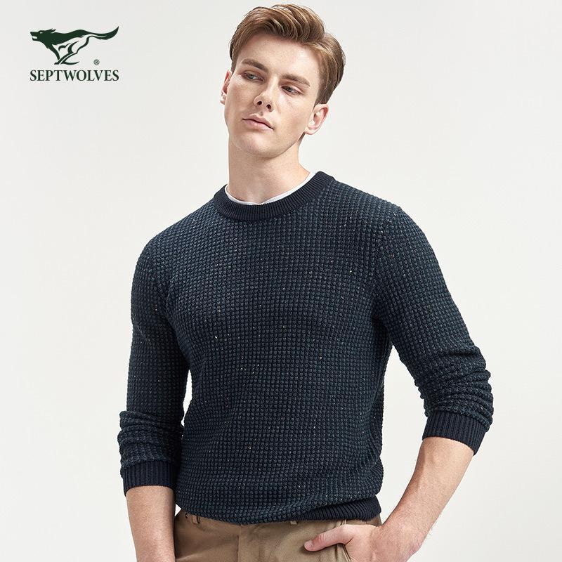 七匹狼毛衫男士冬厚款圆领套头羊毛衫男装线衣上衣视频