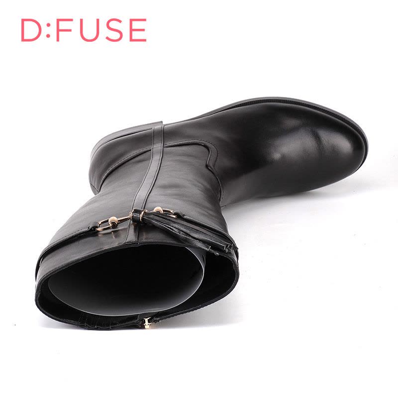 D：Fuse/迪芙斯冬季新款牛皮流苏金属低跟长靴女鞋DF54116036_vYq07图片