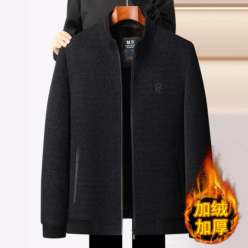 新款加绒中老年男装衣服40-60岁保暖加厚男休闲大衣中年男爸爸装