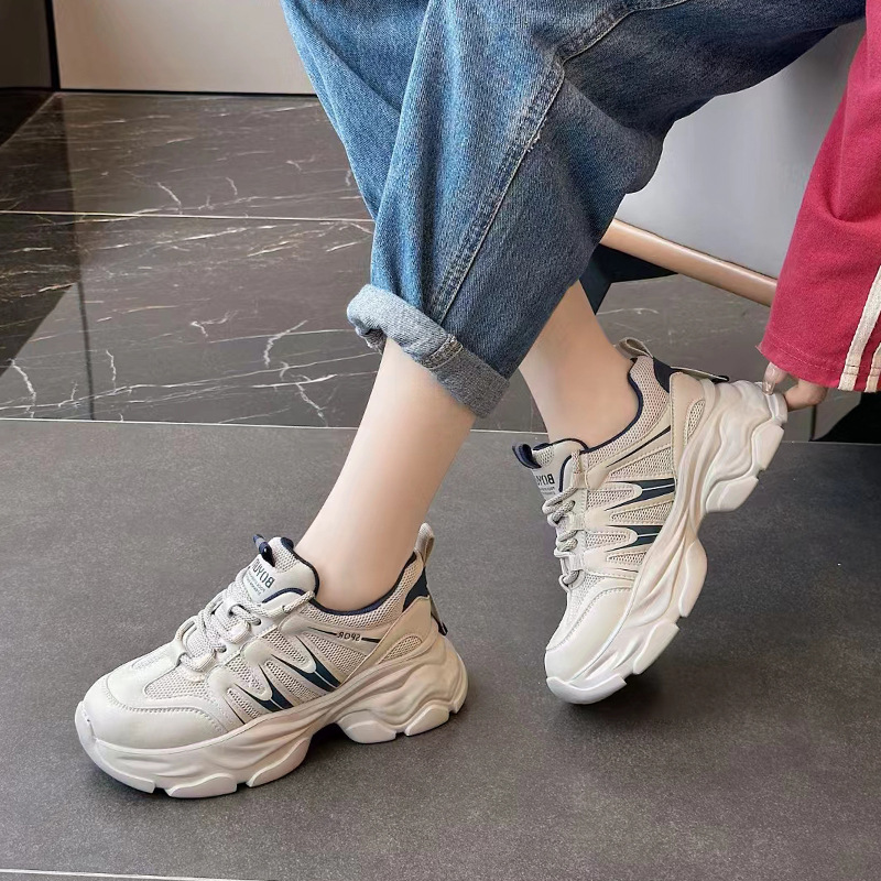 2023秋季厚底真皮老爹鞋女轻便百搭街拍运动鞋ins潮休闲女鞋