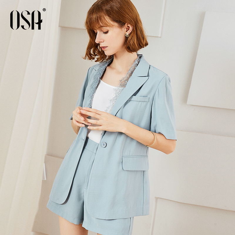OSA欧莎西装套装女韩版2019新款夏短裤休闲两件套洋气减龄职业装