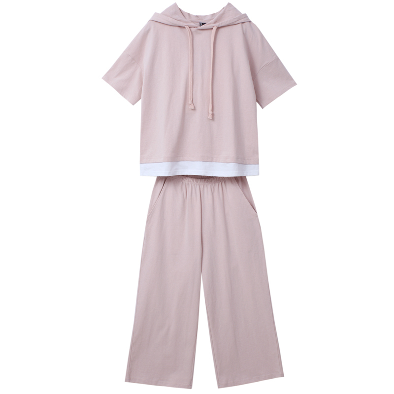 韩都衣舍2018夏装新款女装韩版两件套短袖休闲运动服套装IG6857僥