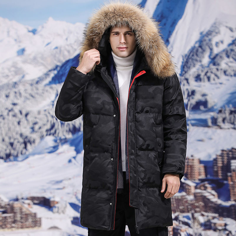 袋鼠daishu男式大毛领中长款时尚休闲羽绒服ds18815视频