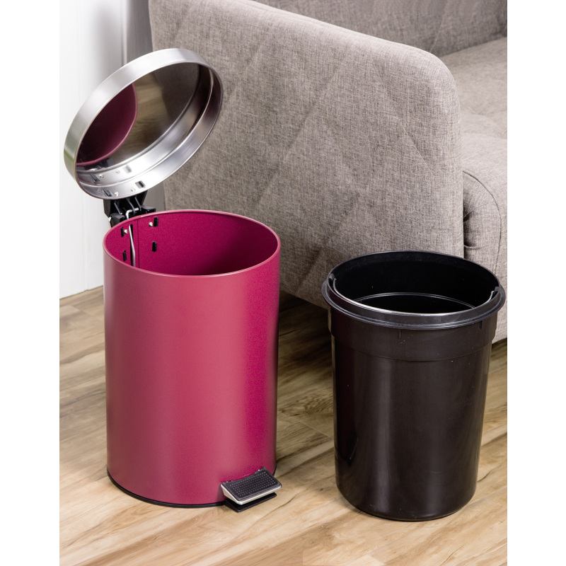 红色桶身塑料内桶家用厨房客厅脚踏式清洁桶办公室收纳桶卫生筒100824