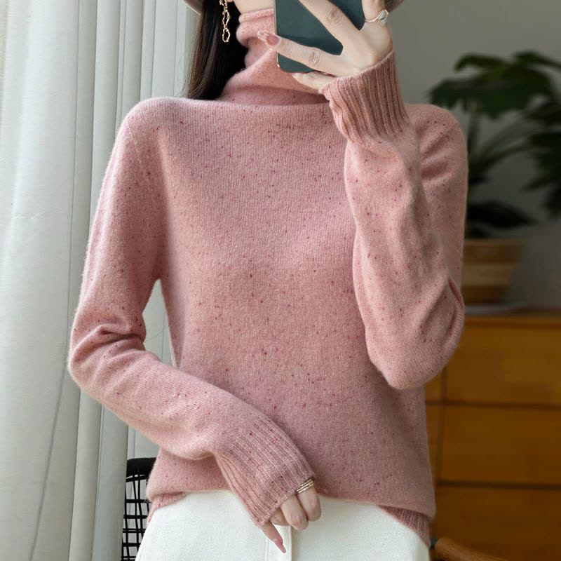 堆堆领点纱羊毛衫女秋冬新款亲肤保暖针织毛衣宽松百搭打底衫上衣图片