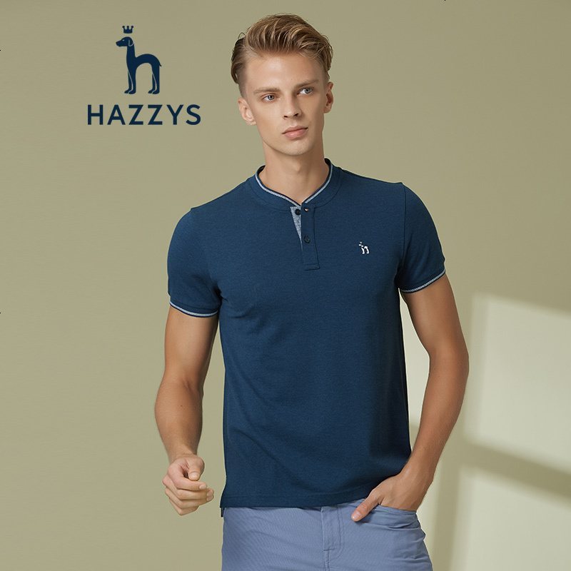 哈吉斯hazzys夏季新款t恤衫男时尚简约logo棉t恤视频