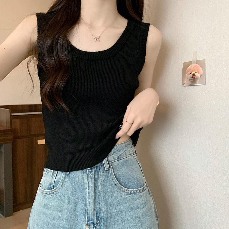 无袖外穿吊带工字背心女夏季针织修身内搭防走光打底衫内搭潮