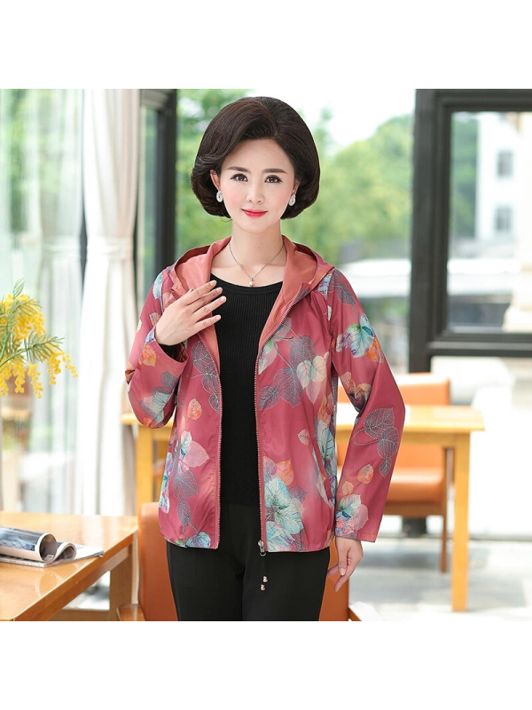 俞兆林2018春秋新款中老年女装妈妈装40-50岁长袖夹克休闲大码宽松外套