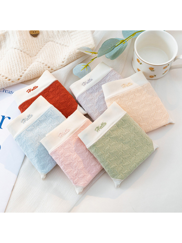 软糯无痕~花边女士内裤 中腰三角裤女 温柔系提花女内裤厂家