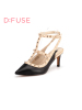 D：Fuse/迪芙斯春羊皮铆钉T型带欧美女鞋DF61113020
