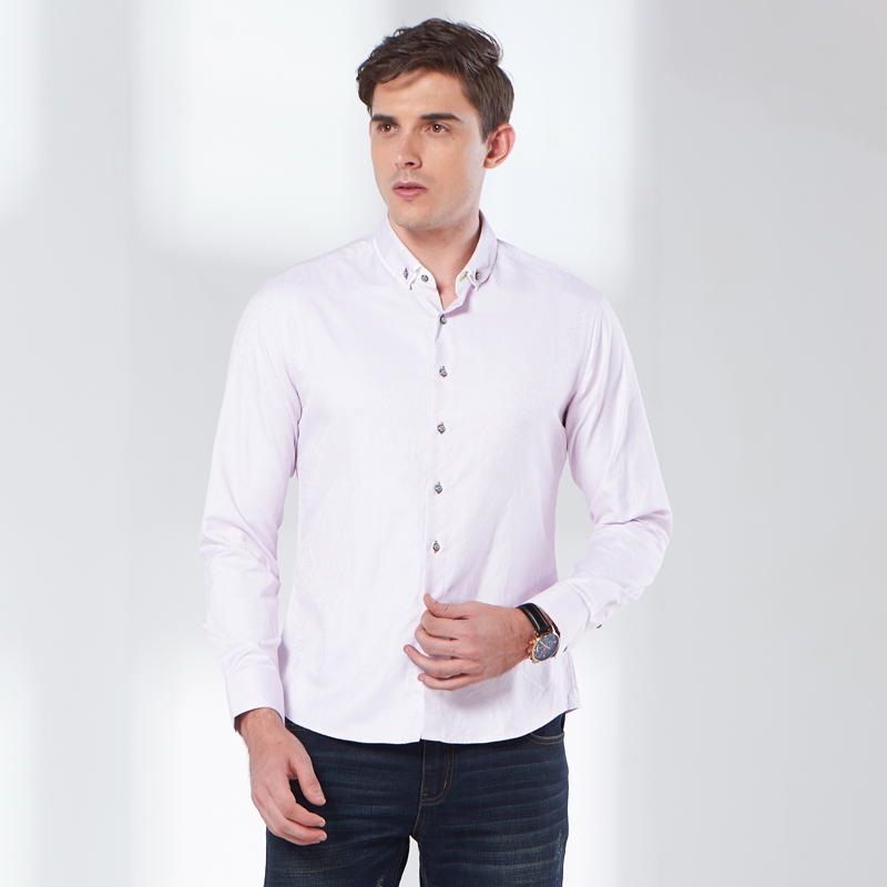 奔狼swsport男士长袖粉色衬衫