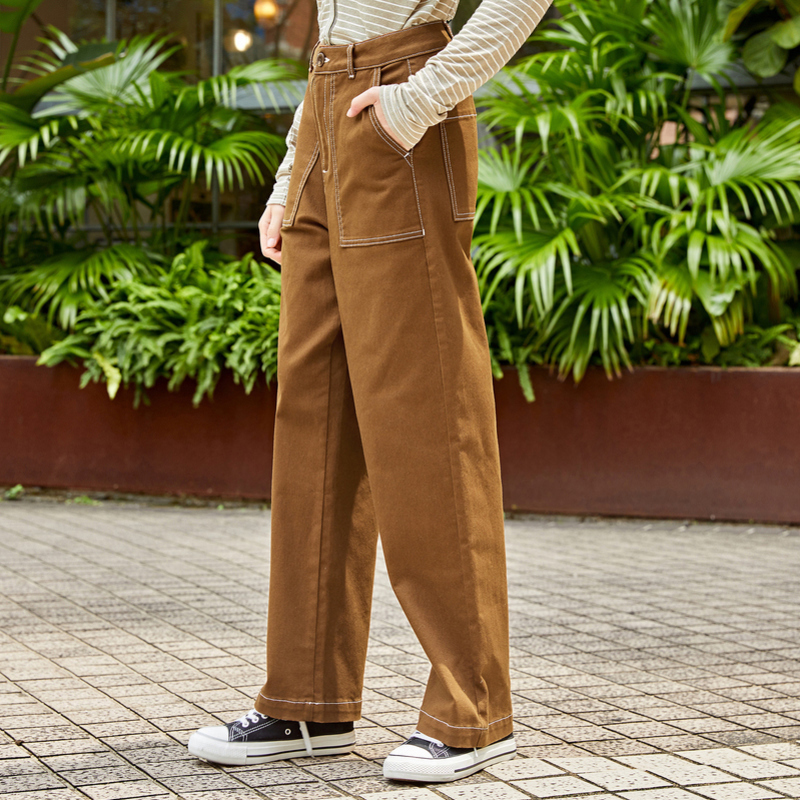 Semir森马休闲长裤女2019秋季新款宽松显瘦阔腿裤复古学生怪味少女学生