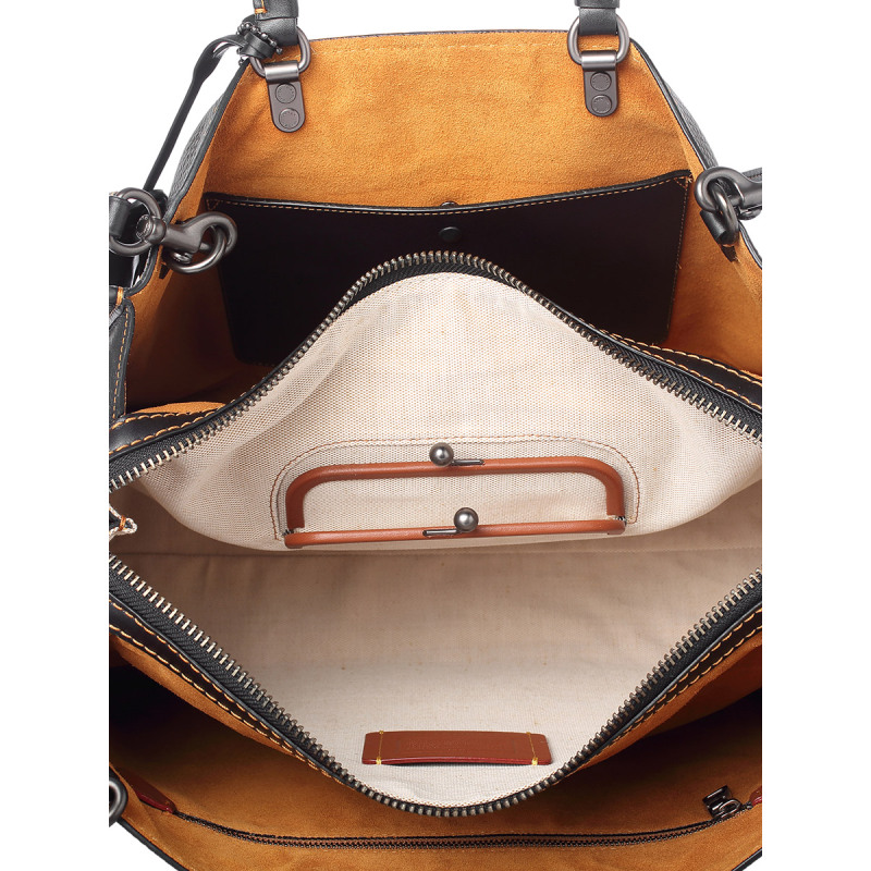 coach蔻驰rogue纯色牛皮女士手提单肩包21036bpblkf