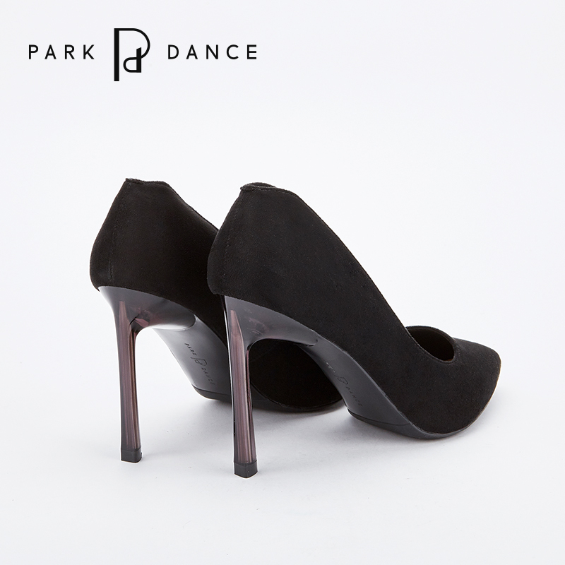 park dance秋冬新女鞋细高跟鞋红色婚鞋果冻跟浅口尖头反绒皮单鞋
