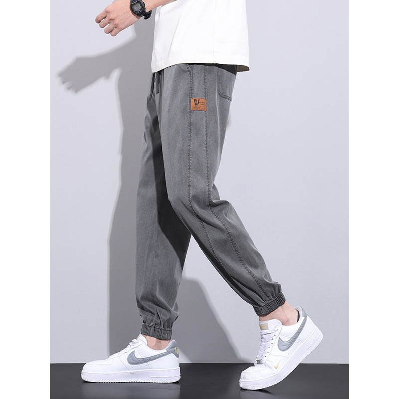 春夏运动裤男夏季天丝莱赛尔宽松舒适百搭学生休闲束脚裤男士