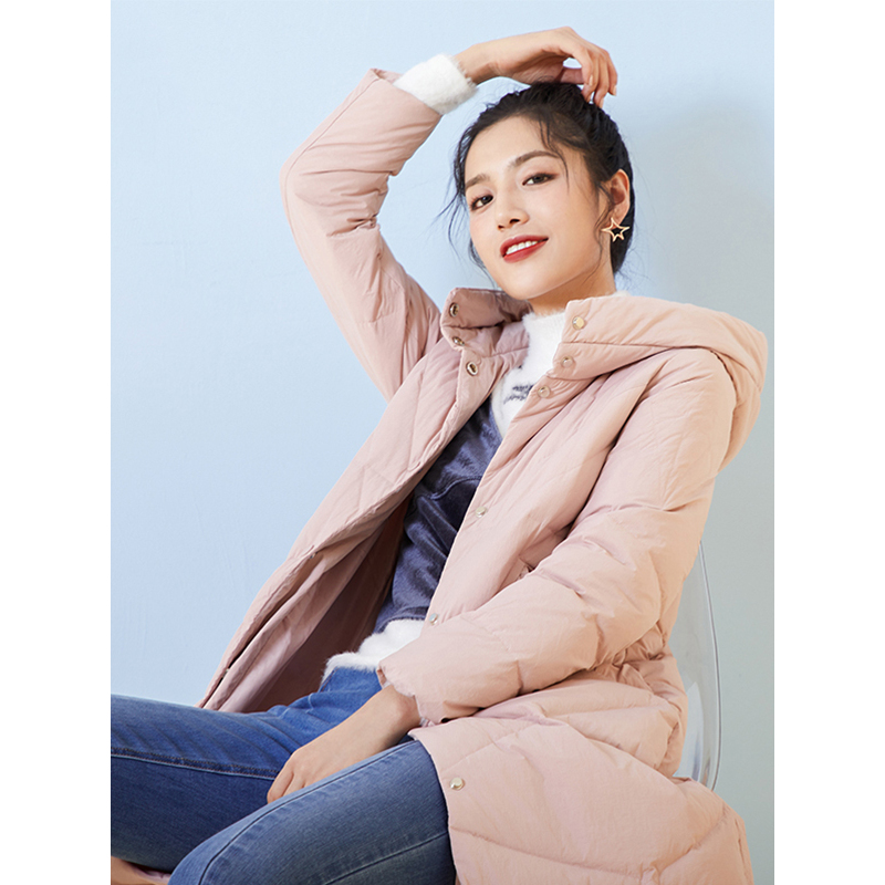 千仞岗2018新品羽绒服女韩版廓形纯色连帽休闲羽绒外套