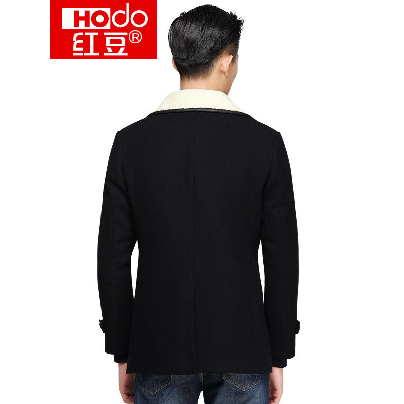 HODO红豆男装冬季男士大衣轻时尚简约修身毛呢大衣外套男