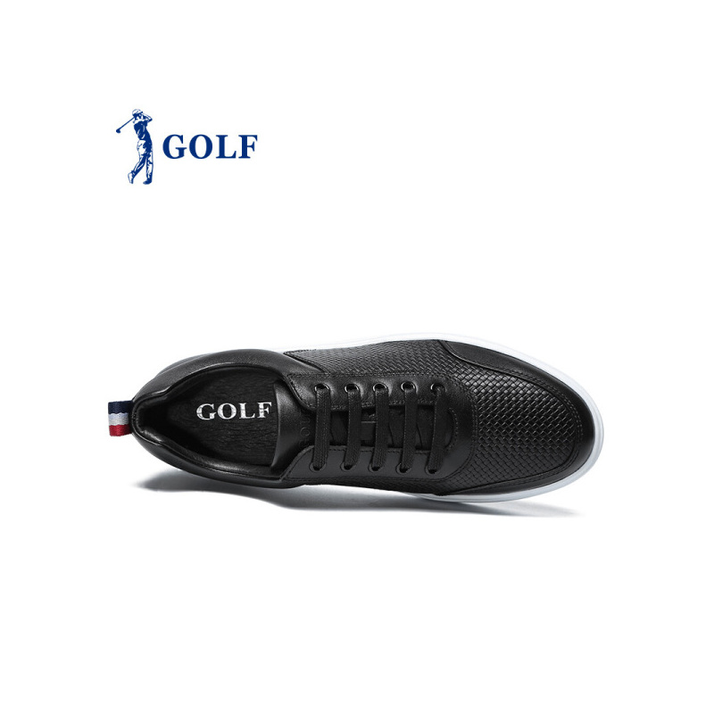 GOLF/高尔夫休闲鞋男秋季新品撞色编织纹系带潮流滑板鞋男透气舒适真皮鞋子男