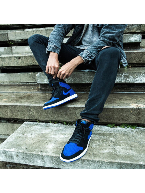 NIKE耐克AIRJORDAN1MIDAJ1黑蓝编织男子高帮篮球鞋919704-006