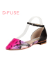 D：Fuse/迪芙斯蛇纹羊皮尖头中空拼接低跟舒适女鞋DF61113013
