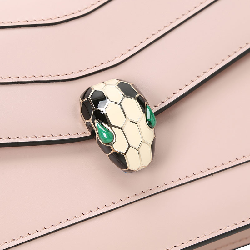 宝格丽 BVLGARI SERPENTI FOREVER 口盖包 经典蛇头光面皮 女士手提包 287023银扣