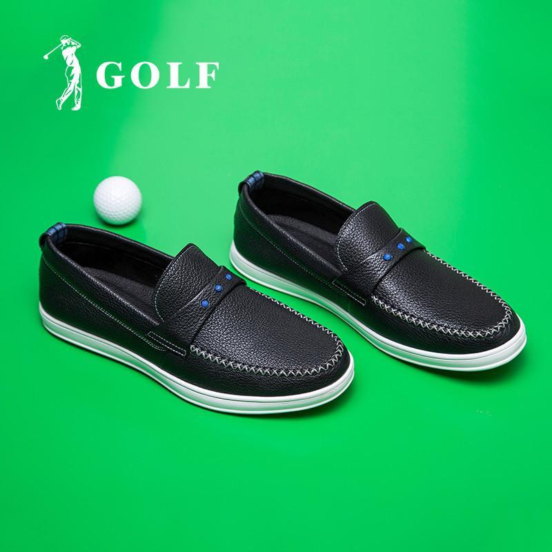 GOLF/高尔羊皮夫懒人鞋男士休闲皮鞋真皮英伦流行男鞋潮流男鞋子驾车鞋