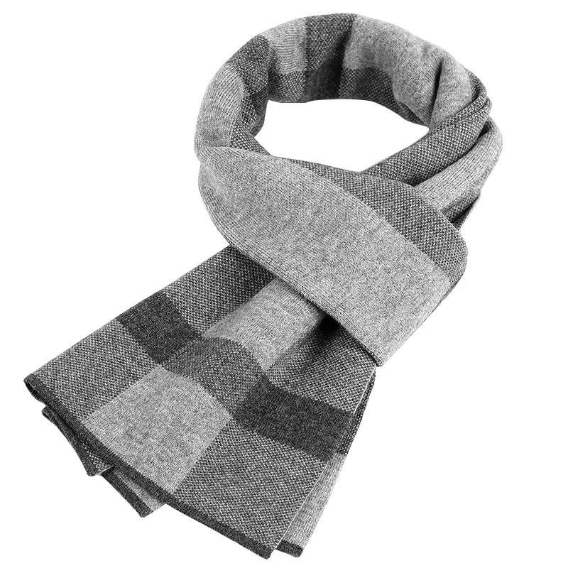 诺凡纳男士围巾冬季保暖经典格纹商务休闲100羊毛针织围脖礼盒装视频