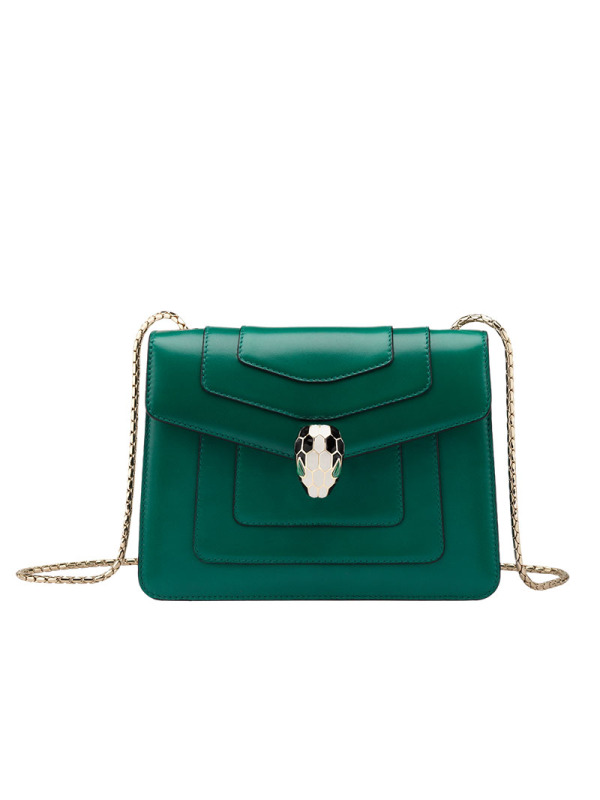 bvlgari宝格丽女包新款春夏珐琅蛇头牛皮扣链条单肩包迷你