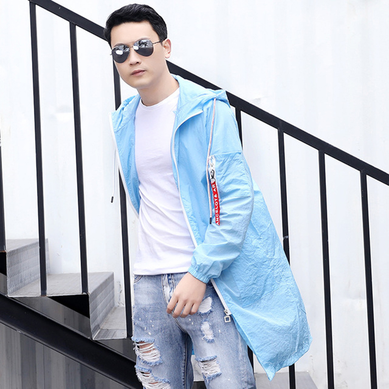 男士夏季新款防晒衣服中长款宽松外套潮流学生薄款速干防晒服披风FSY-6468
