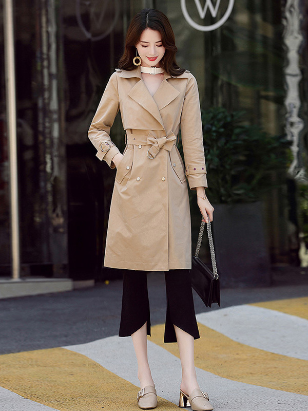 丝柏舍2019秋装长袖中长款风衣通勤气质风衣外套s93b4724f