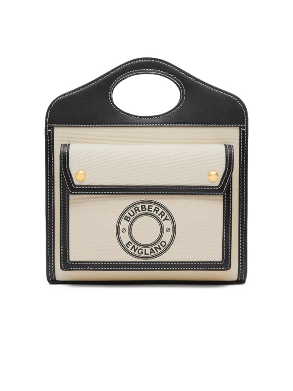 【预售4周左右发货】BURBERRY/博柏利 迷你徽标图案帆布拼皮革口袋包