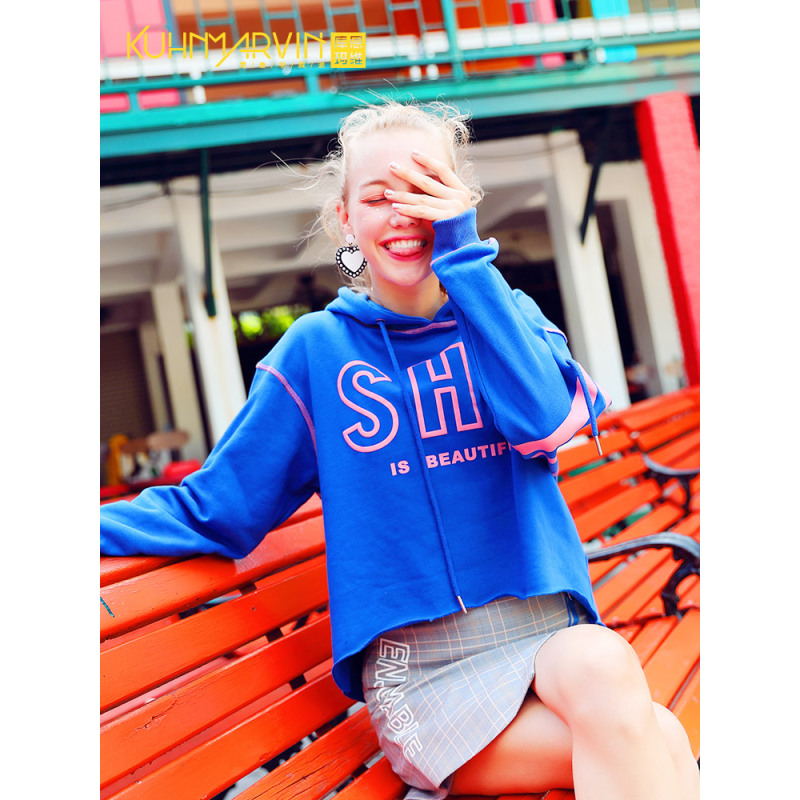 松松垮垮酷卫衣女潮衣服2018新款秋宽松欧美嘻哈怪味少女短款上衣