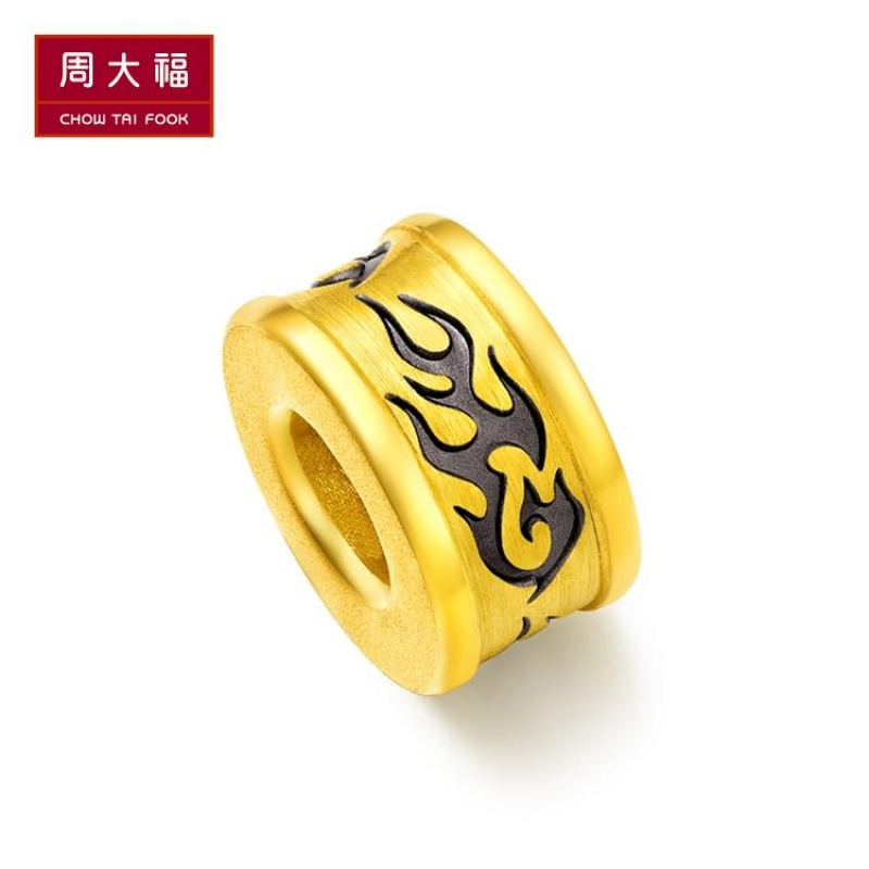周大福水火图腾男士转运珠足金黄金坠r多款r19814r19815