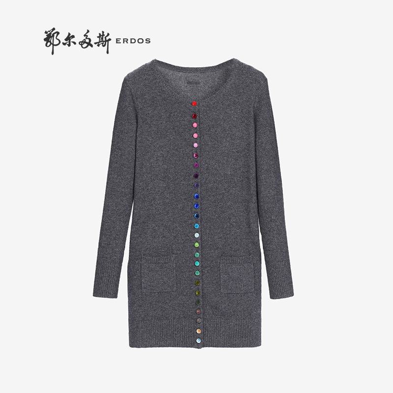 鄂尔多斯 秋冬纯羊绒圆领女士羊绒开衫Q266A1028