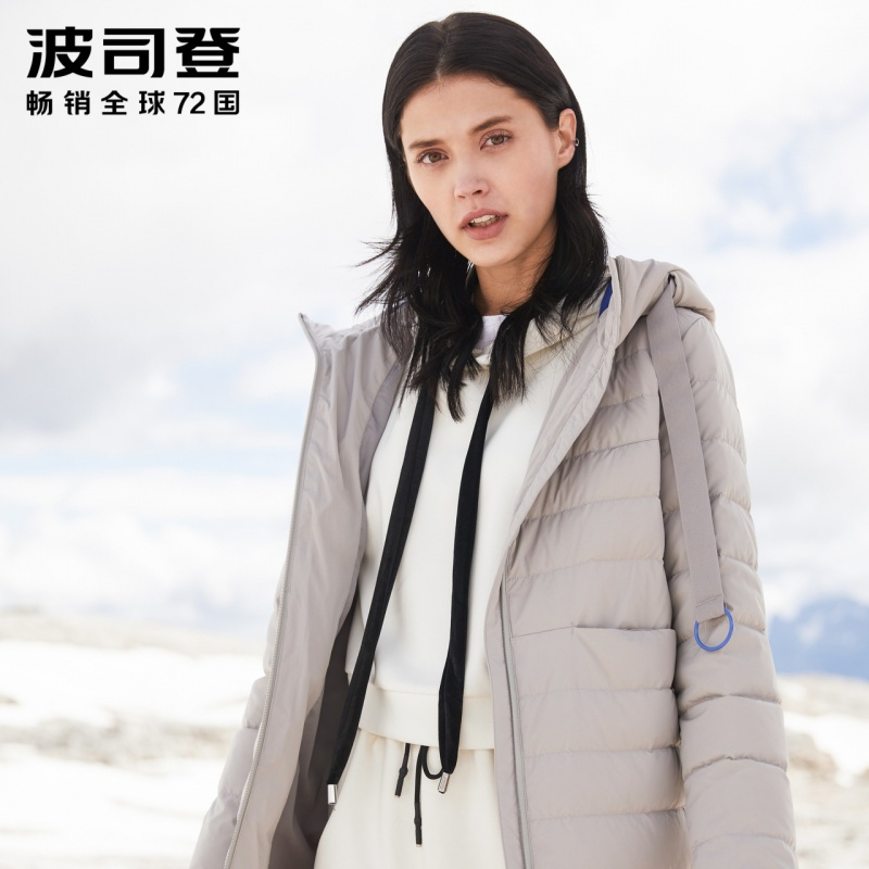 波司登新款羽绒服女中长款连帽女士秋季鸭绒外套潮